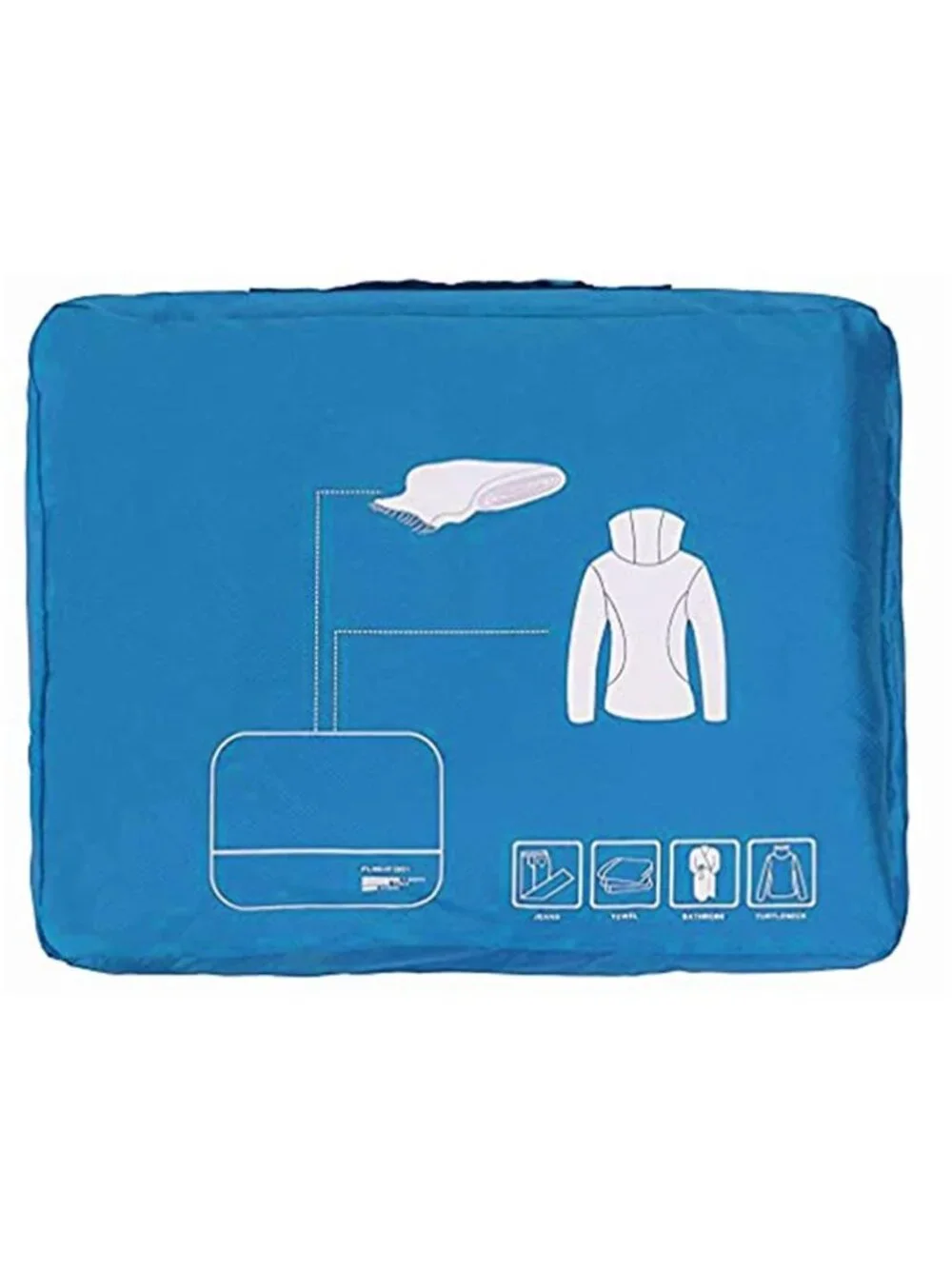 6 Set Packing Cubes Travel Organizer Suitcase Luggage Bag Sky Blue Nylon Light